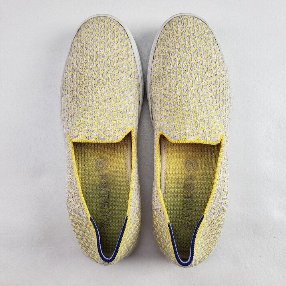 Rothys Retired Slip On Sneaker Womens 9 Yellow Honeycomb Yellow Casual Knit Shoe - Picture 7 of 11